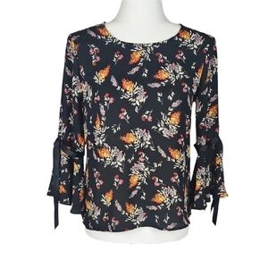 Tie Sleeve Back Floral Blouse Top